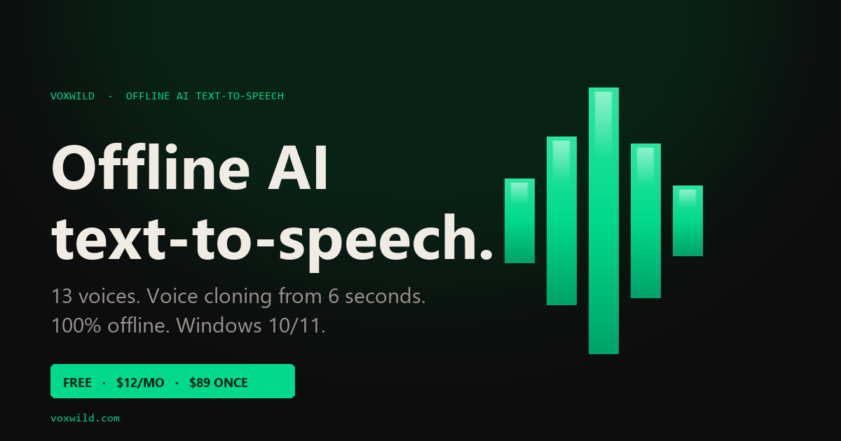 VoxWild — Offline AI Text-to-Speech for Windows | Voice Cloning TTS